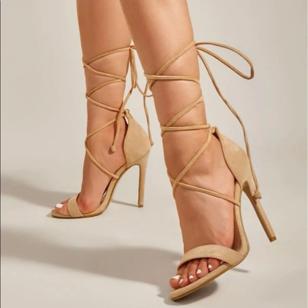 tie design stiletto heeled sandals